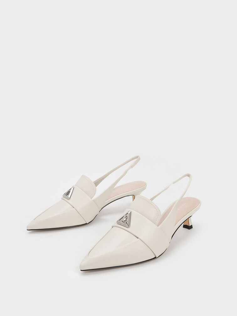 Trice Metallic Accent Pointed-Toe Slingback Pumps, Chalk, hi-res