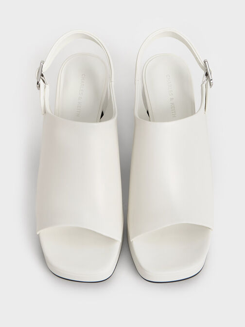 Sandales à bout ouvert et semelle plateforme, Blanc, hi-res