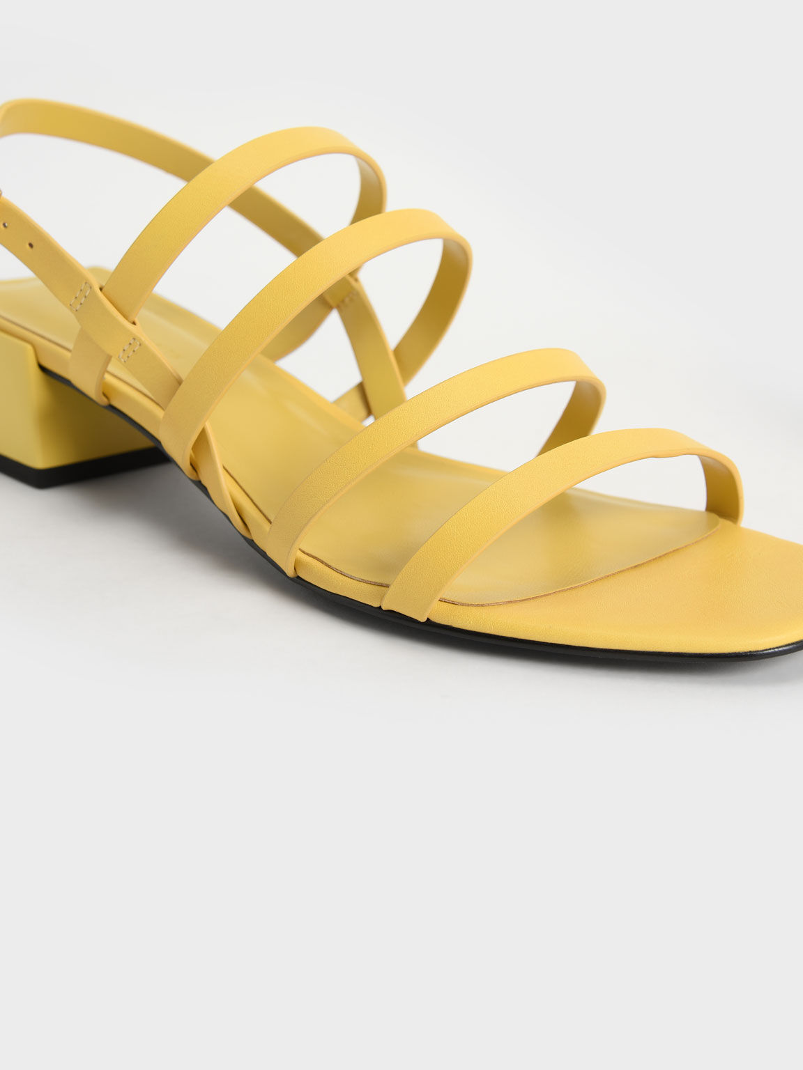Strappy Geometric Slingback Sandals, Yellow, hi-res