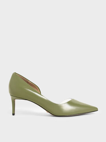 Patent Leather D&apos;Orsay Pumps, Green, hi-res