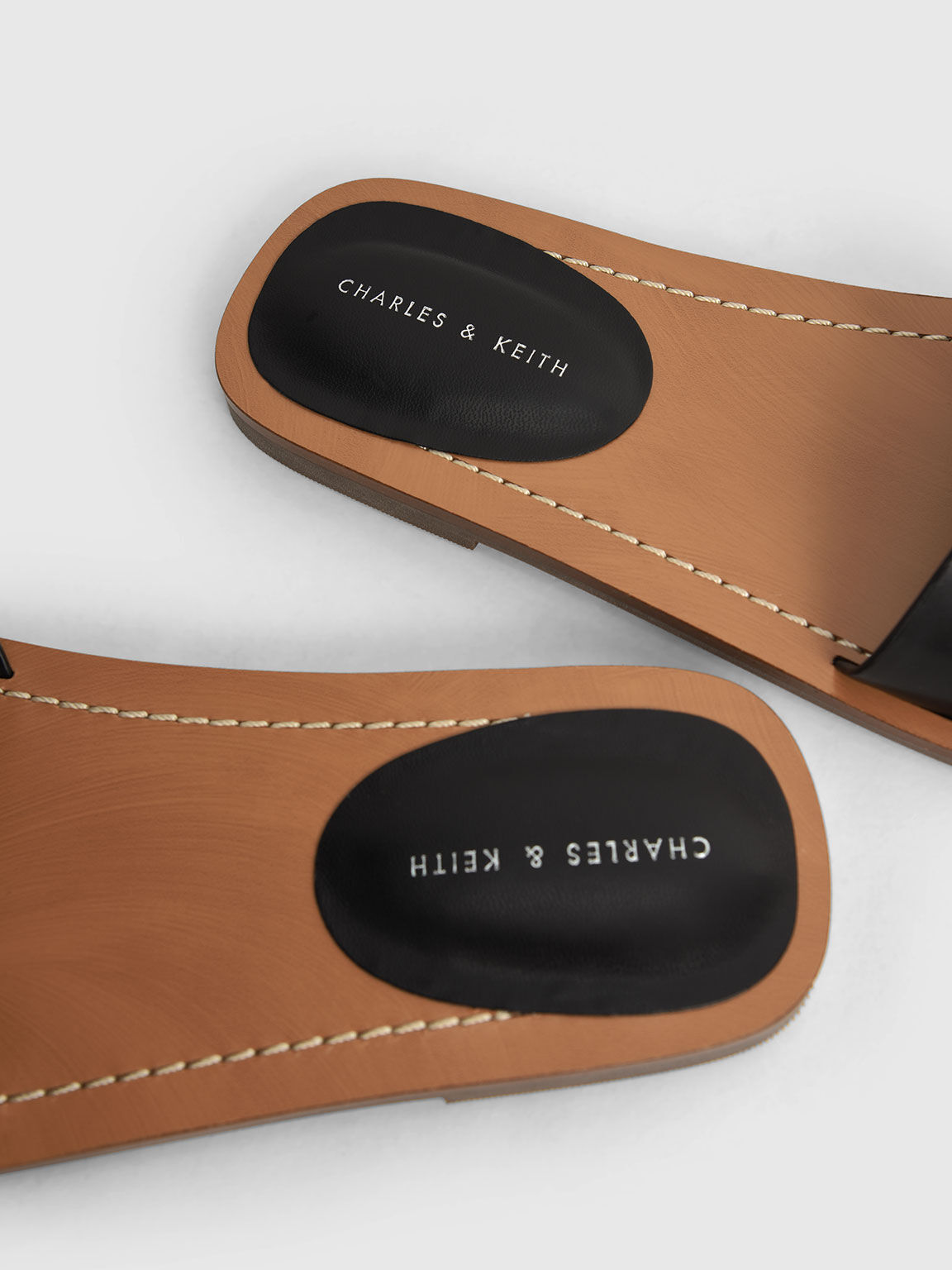 Chain Accent Slide Sandals, Black, hi-res