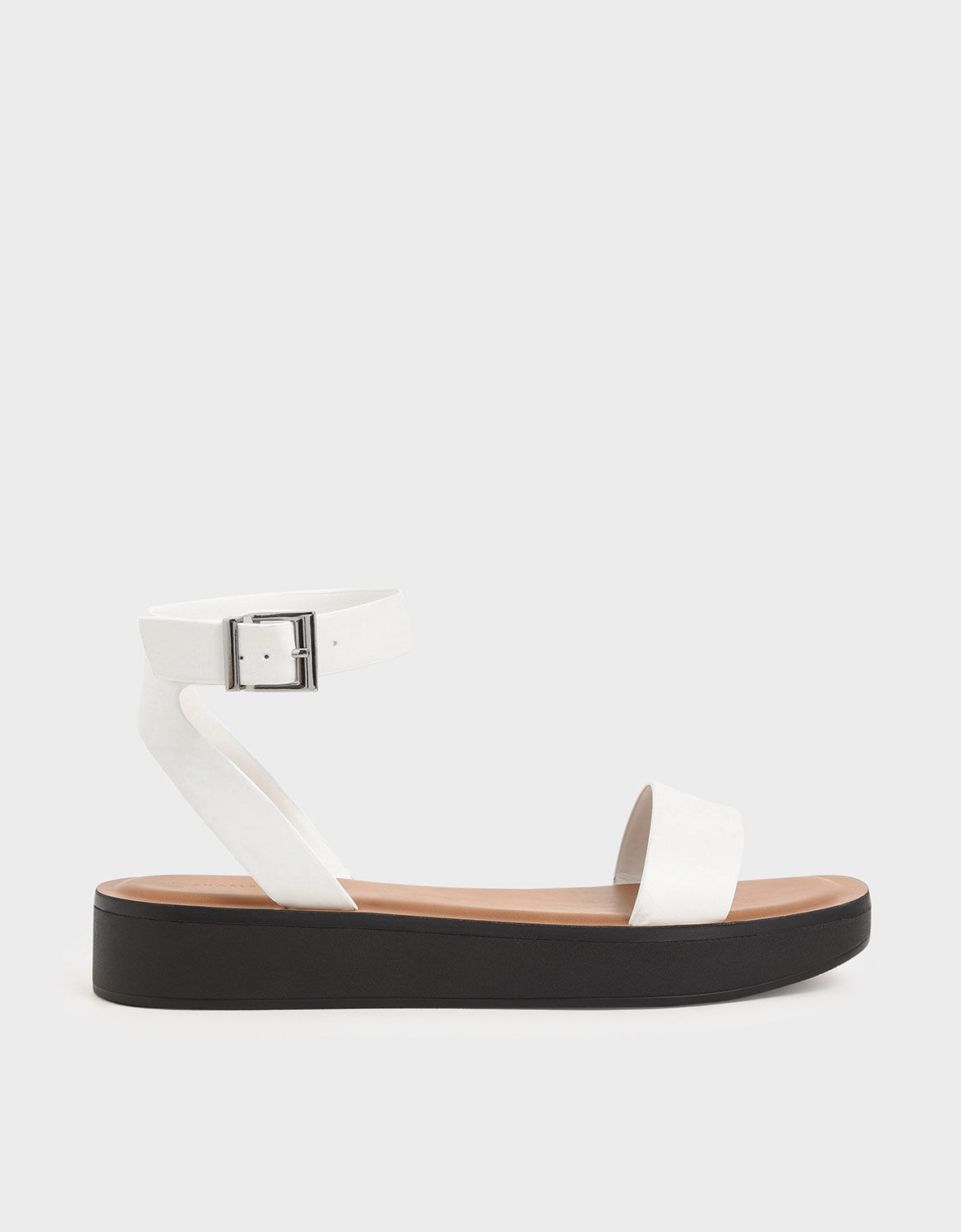 White Ankle Strap Platform Sandals 