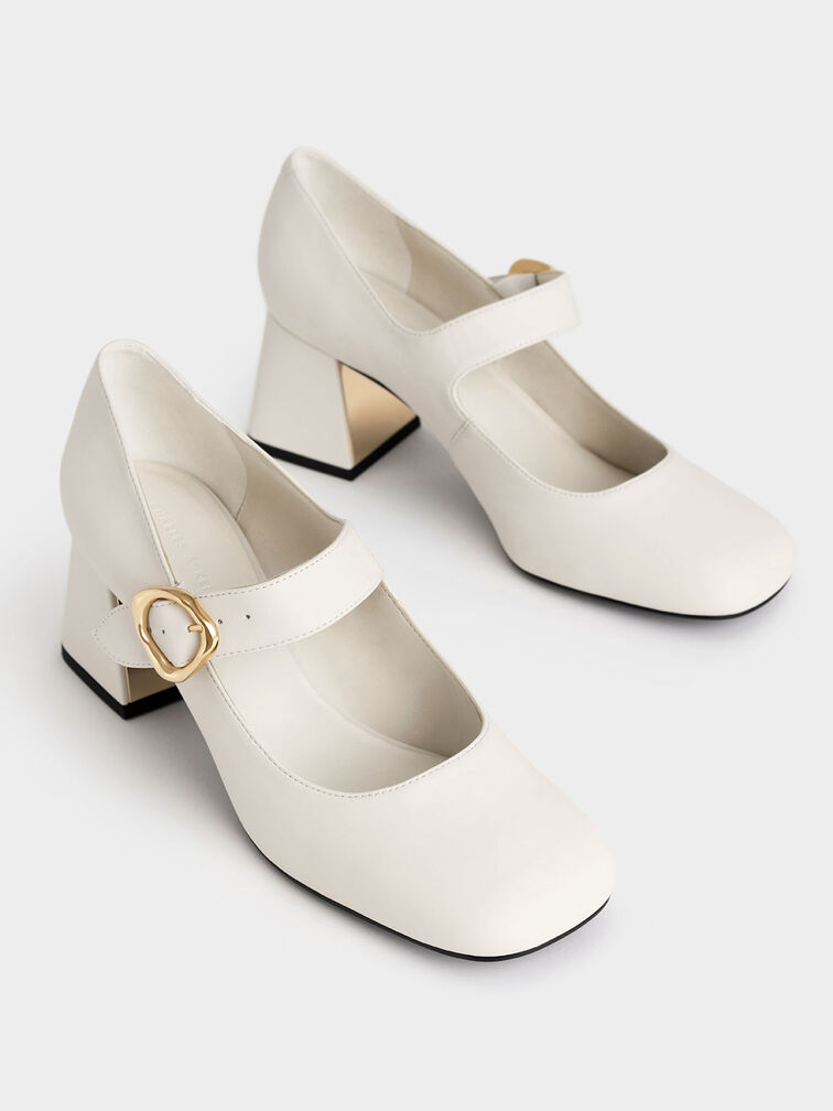 Zapatos Mary Jane con hebilla, Blanco tiza, hi-res