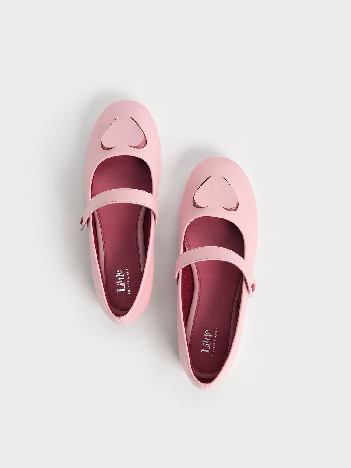 Girls' Heart Cut-Out Mary Janes, Pink, hi-res