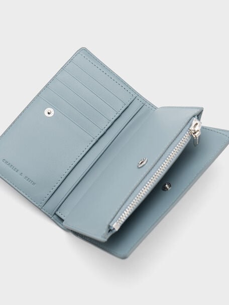 Top-Zip Long Wallet, Slate Blue, hi-res