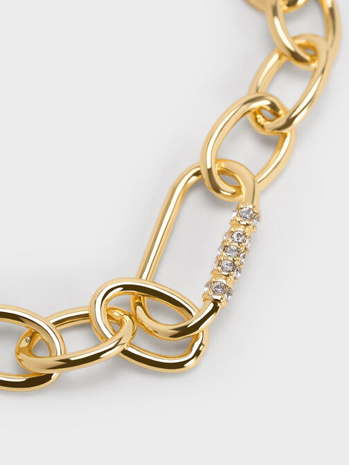Reagan Crystal Chain-Link Bracelet, Gold, hi-res