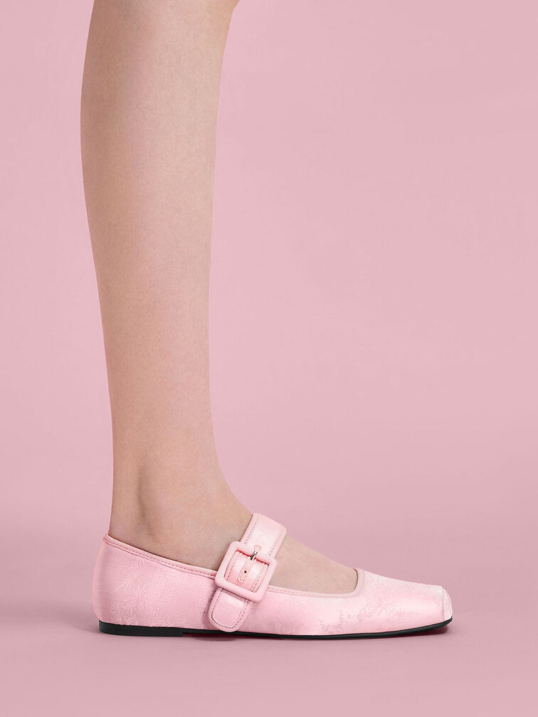 Clementine Recycled Polyester Mary Jane Flats, Light Pink, hi-res