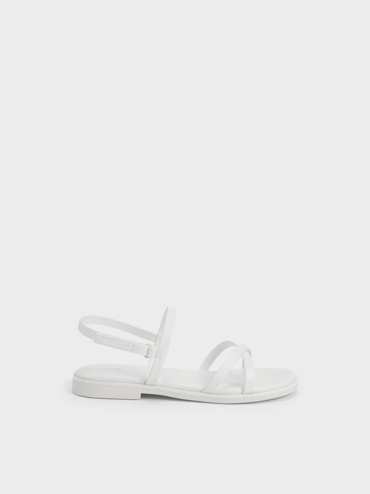 White Girls' Crossover Backstrap Sandals - CHARLES & KEITH DE