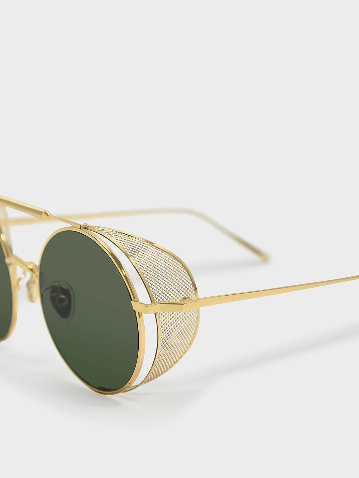 Mesh Detail Sunglasses, Gold, hi-res