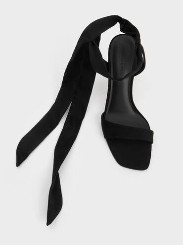Sandales à talons texturées, Noir Texturé, hi-res