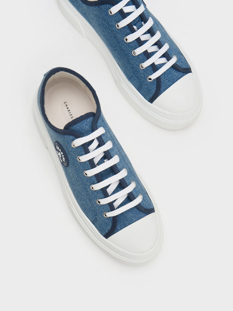 Kay Denim Low-Top Sneakers, Blue, hi-res