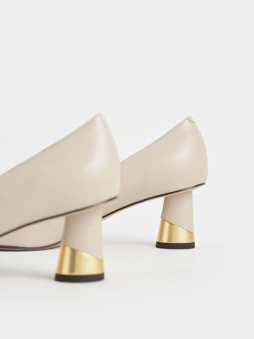 Zapatos de tacón esculturales metalizados, Blanco tiza, hi-res