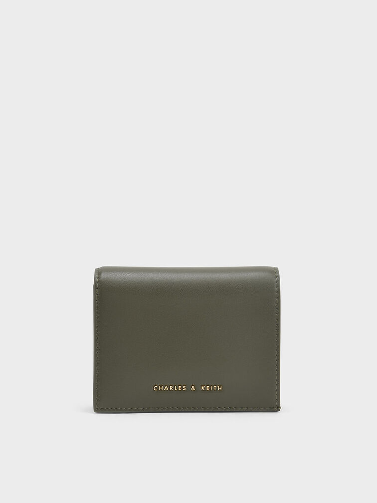 Snap Button Mini Short Wallet, Olive, hi-res