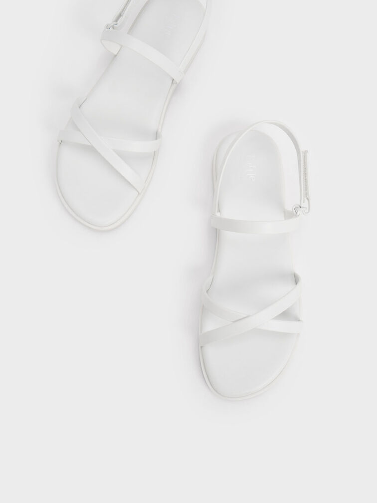 Sandales à brides arrières croisées - Enfant, Blanc, hi-res