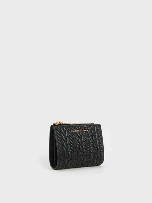 Apolline Textured Top-Zip Wallet, Black, hi-res