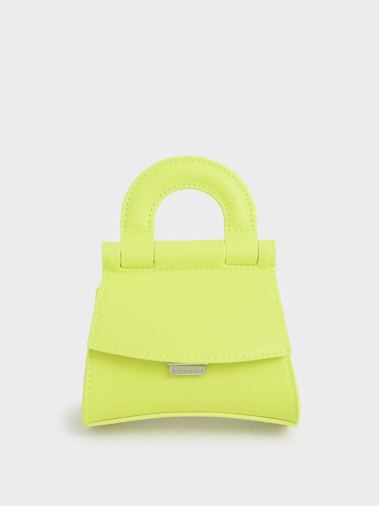 Mini Top Handle Pouch Bag, Neon Yellow, hi-res