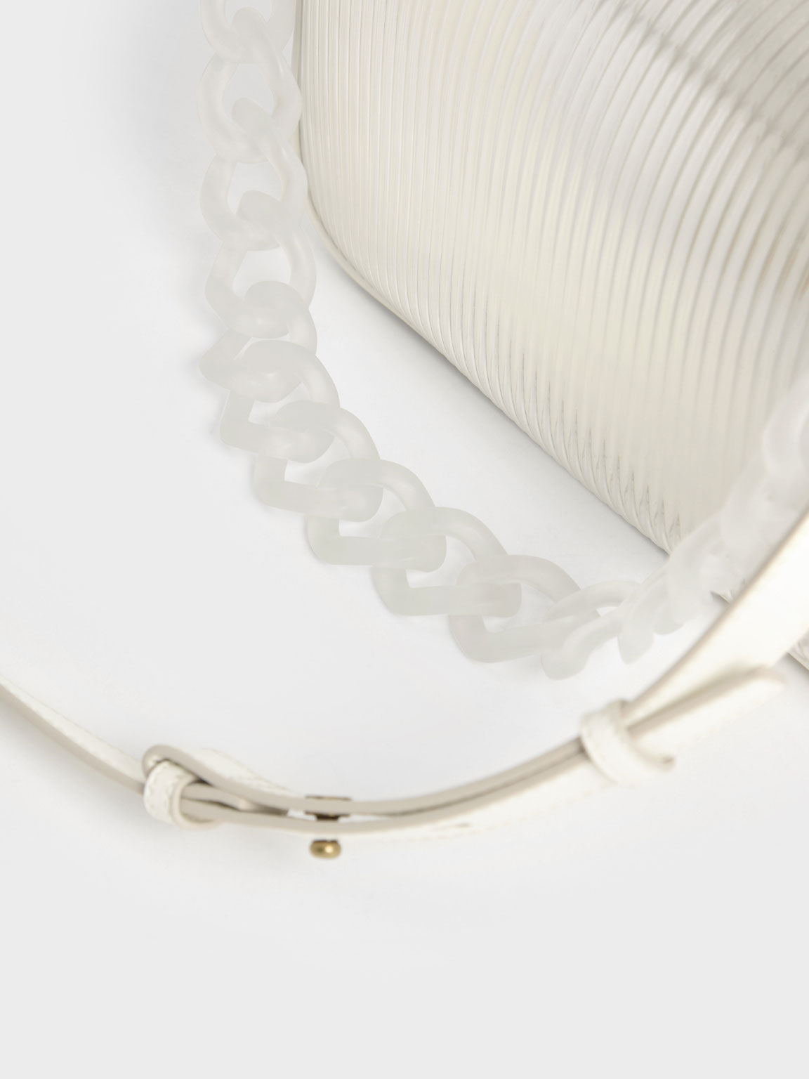 Acrylic Chain Handle Shoulder Bag, White, hi-res
