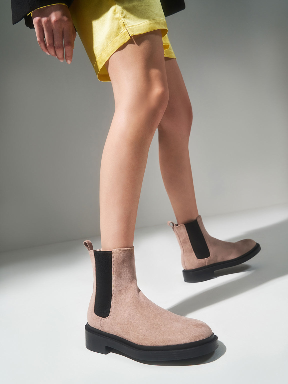 Textured Chelsea Block-Heel Boots, Nude, hi-res