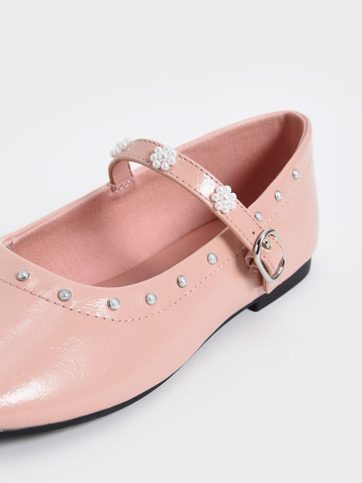 Girls' Patent Beaded Mary Janes, Pink, hi-res