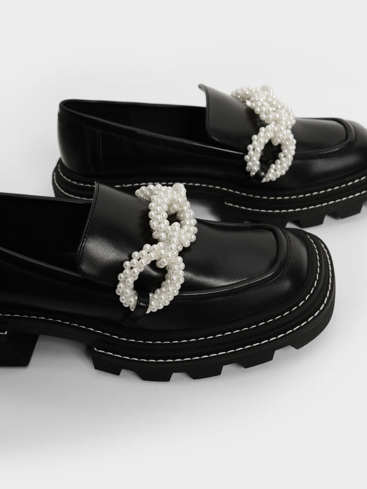 Perline Beaded Platform Loafers, Noir, hi-res