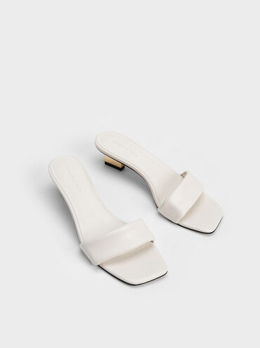 Sandalias metálicas de tacón plano, Blanco tiza, hi-res