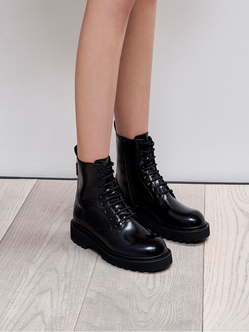 Lace-Up Ankle Boots, Black Box, hi-res