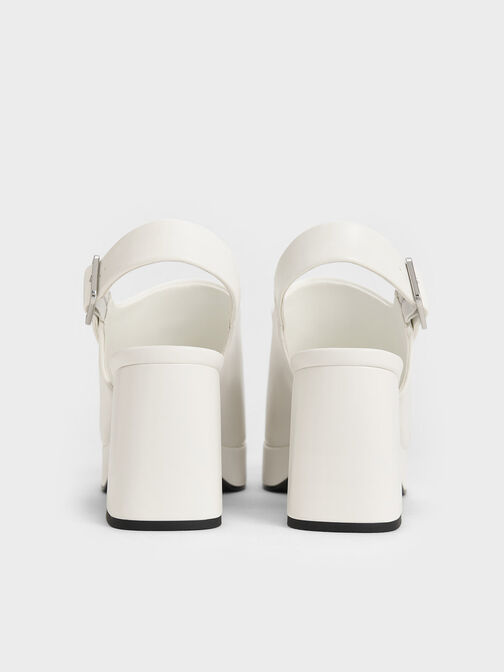 Sandales à bout ouvert et semelle plateforme, Blanc, hi-res