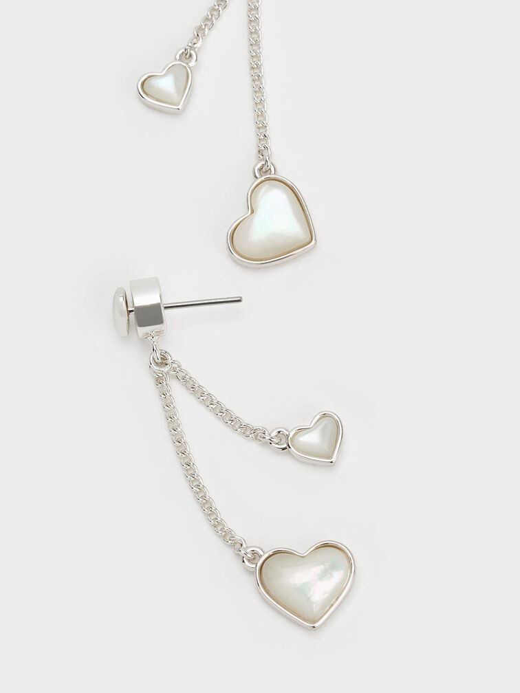 Boucles d'oreilles pendantes doubles en forme de cœur Annalise, Argent, hi-res