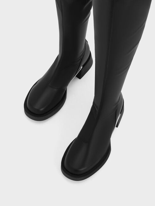 Devon Metallic-Accent Thigh-High Boots, Black, hi-res