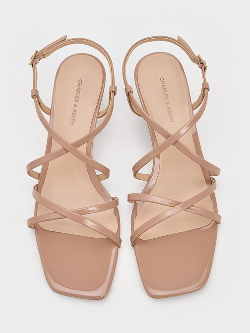 Strappy Wedge Sandals, Nude, hi-res