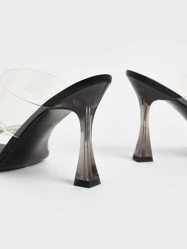 Zapatos de tac�n escultural con cuentas, Negro, hi-res