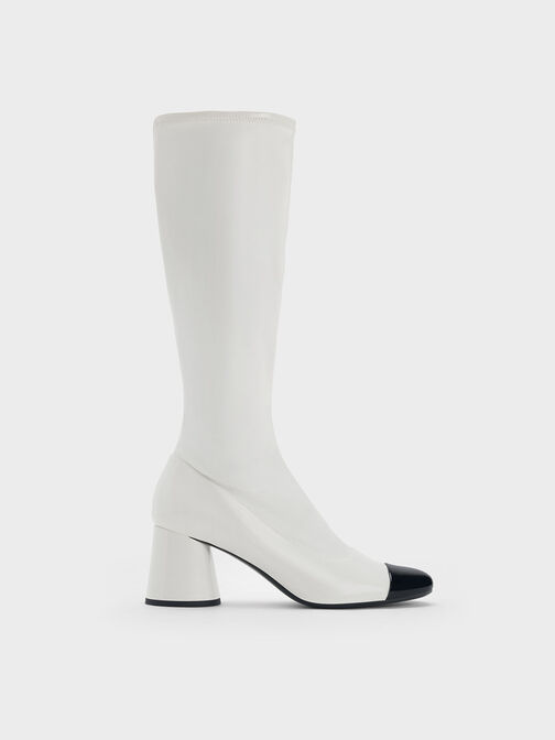 Coco Two-Tone Knee-High Boots, White, hi-res
