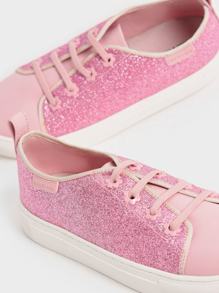 Girls' Glittered Sneakers, Pink, hi-res