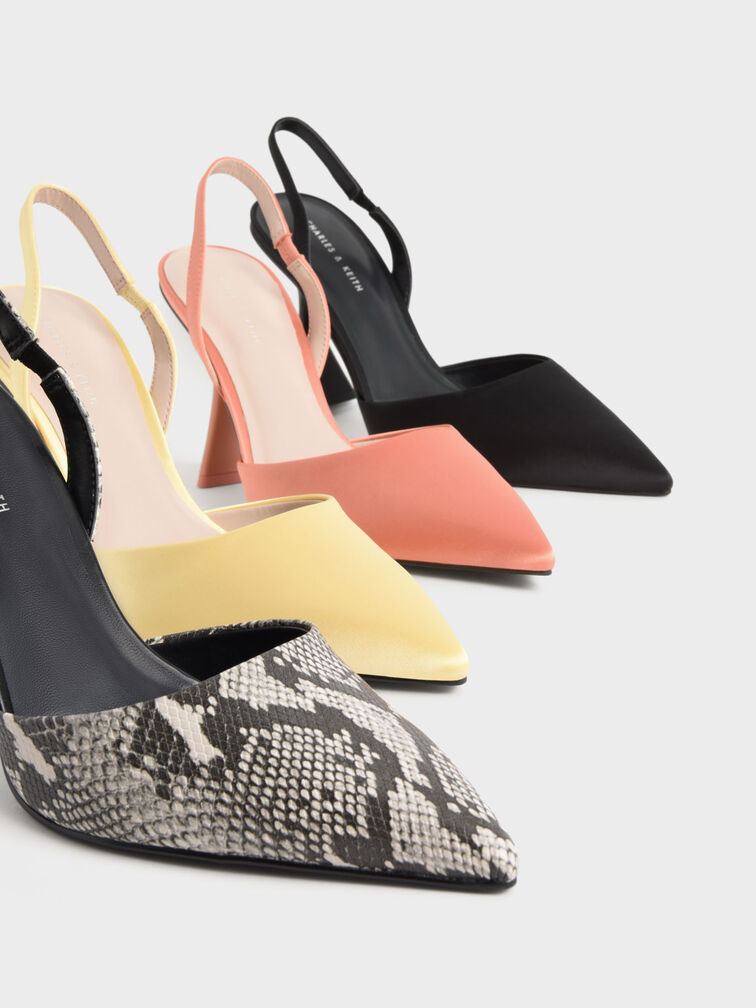 Recycled Polyester Slingback Pumps, Peach, hi-res