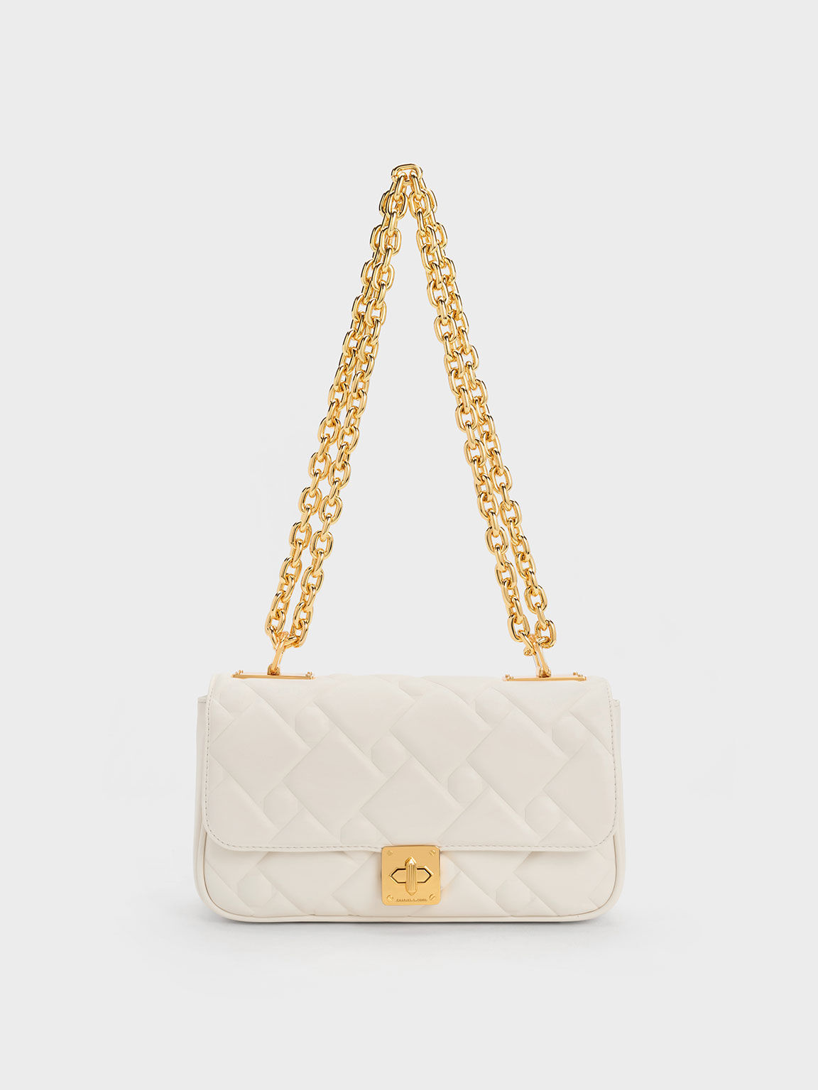 Cream Tillie Quilted Chain Bag - CHARLES & KEITH FR