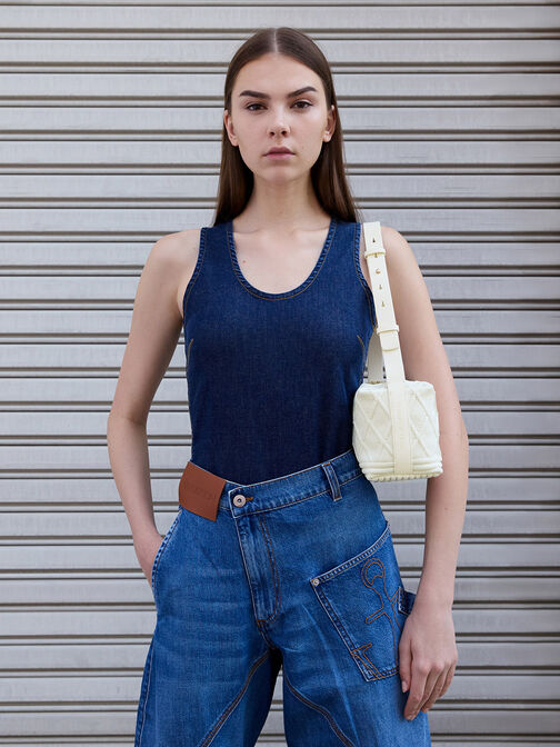 Willa Knitted Shoulder Bag, Cream, hi-res