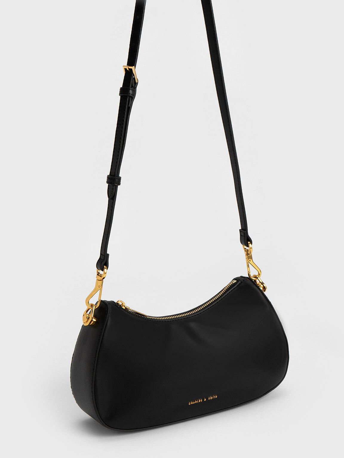 Moira Sculptural Shoulder Bag, Black, hi-res