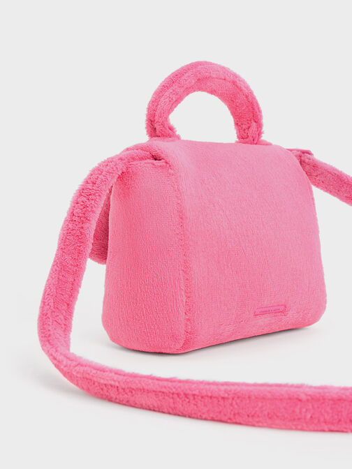 Loey Textured Top Handle Bag, Pink, hi-res