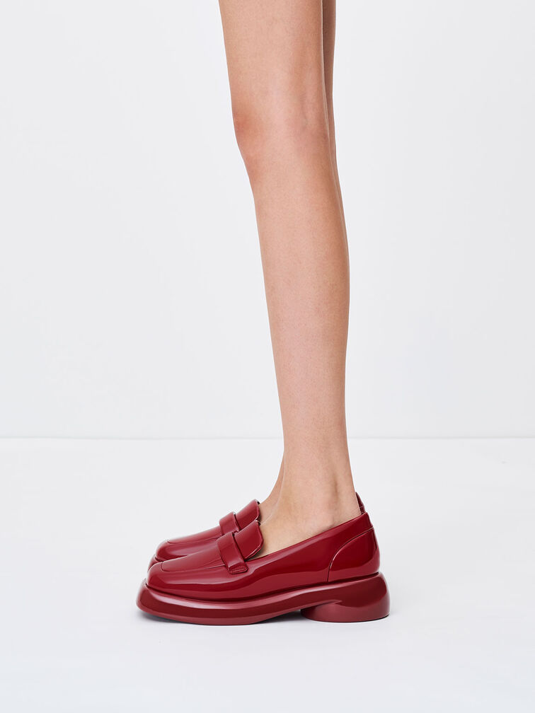 Lula Patent Penny Loafers, Red, hi-res