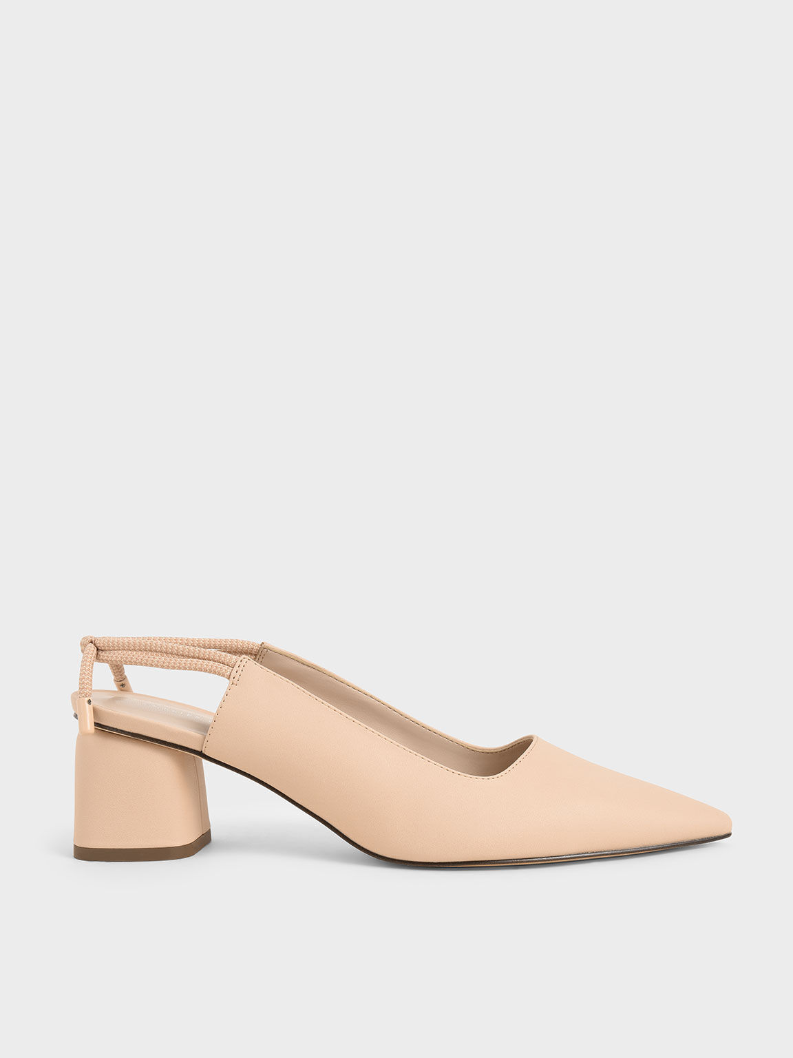 Nude Knotted Slingback Pumps - CHARLES & KEITH