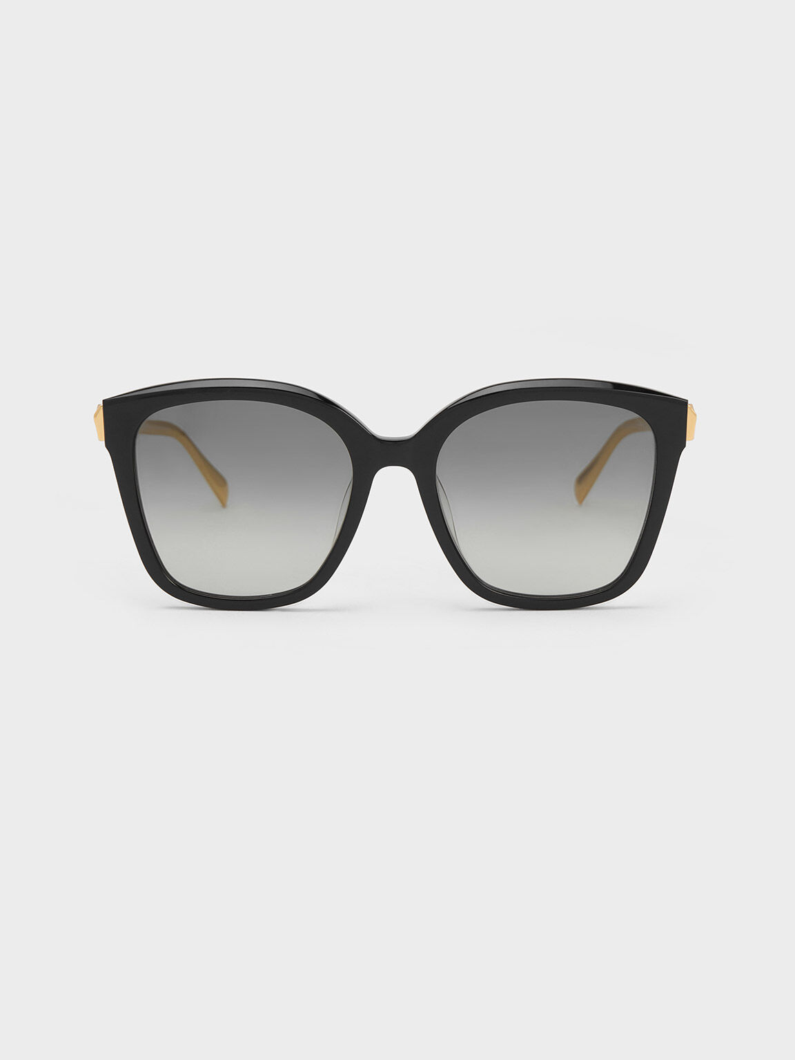 Oversized Square Acetate Sunglasses, Black, hi-res