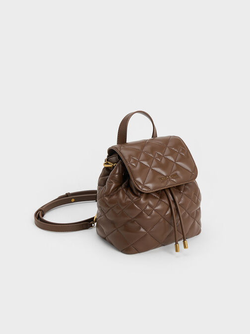 Aubrielle Quilted Backpack, Dark Brown, hi-res