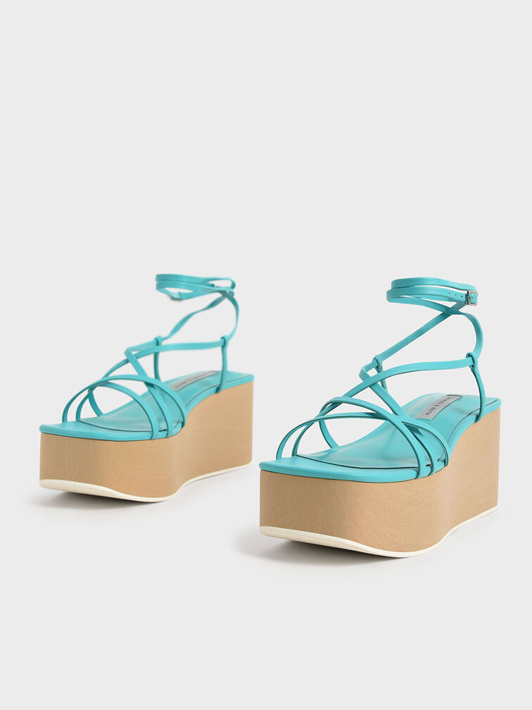 Turquoise Ankle Strap Platform Wedges - CHARLES & KEITH RO | Schmuck-Sets