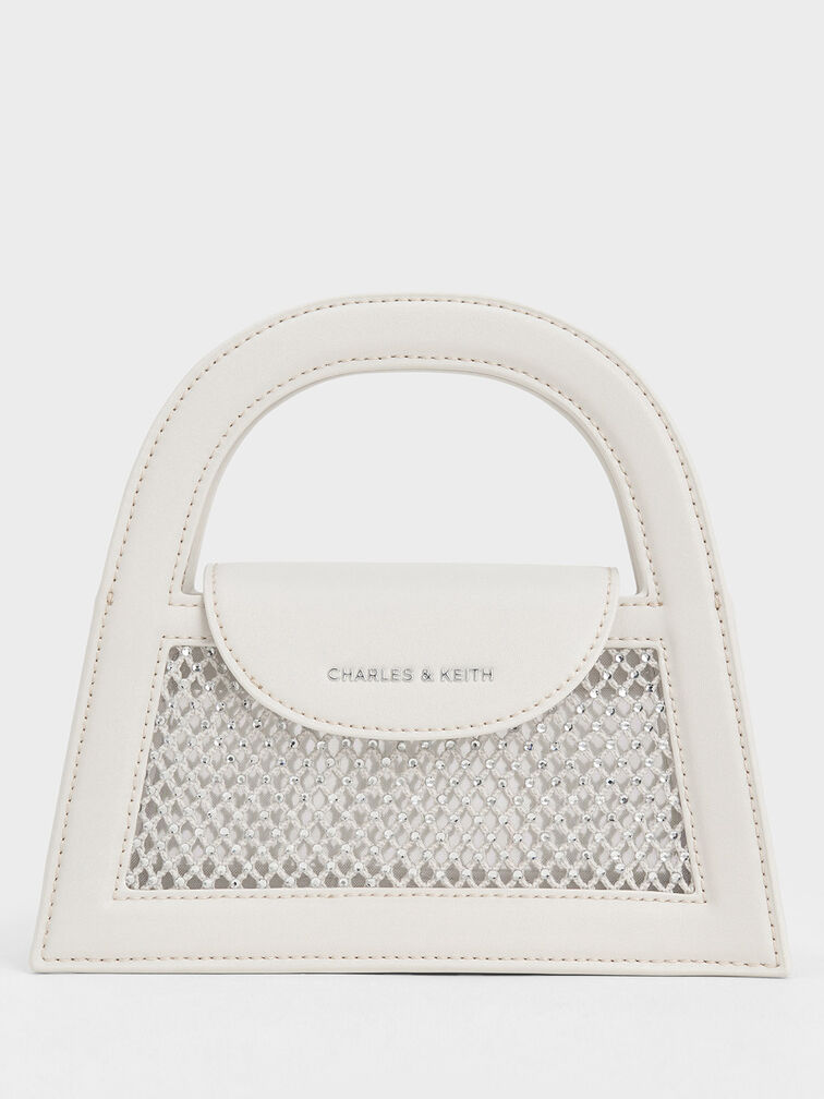 Este Crystal-Embellished Top Handle Bag, White, hi-res