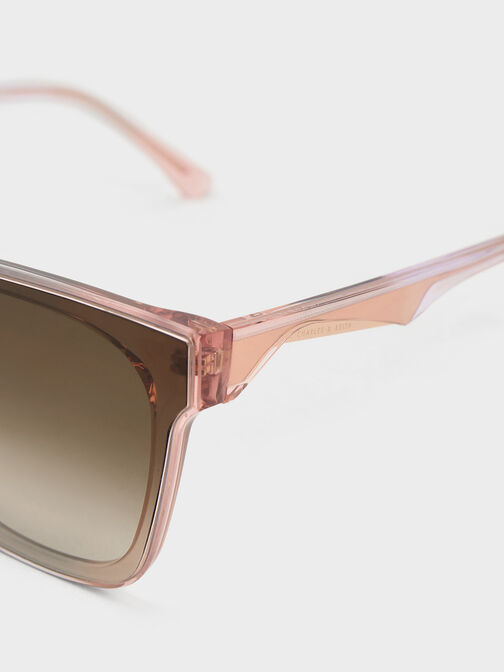 Square Thick-Frame Sunglasses, Pink, hi-res