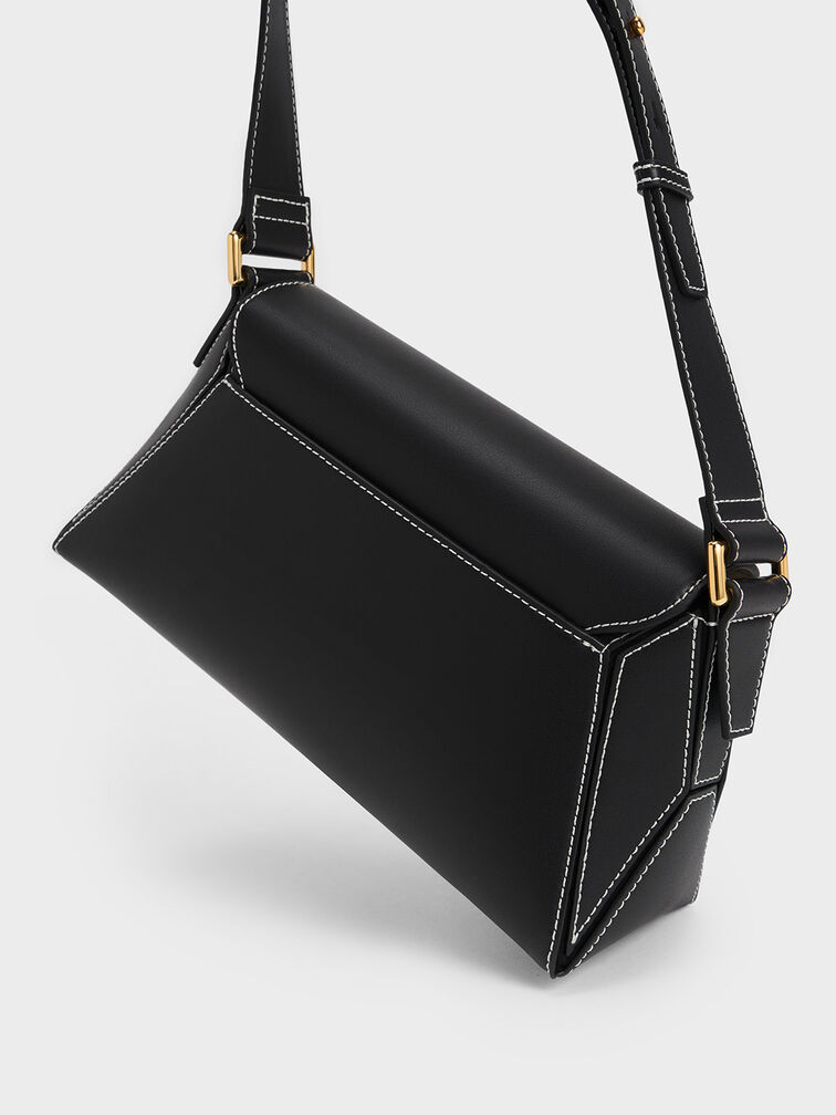 Black Nasrin Geometric Shoulder Bag - CHARLES & KEITH SK