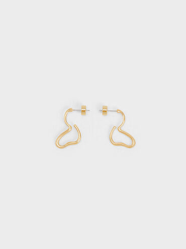 Sculptural Drop Earrings, Gold, hi-res