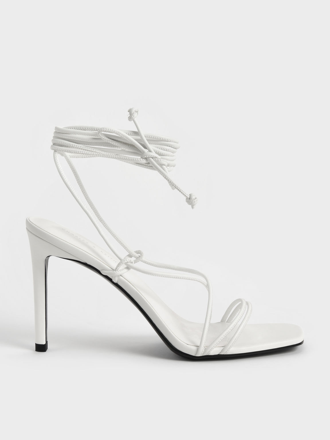 Strappy Tie-Around Stiletto Sandals, White, hi-res