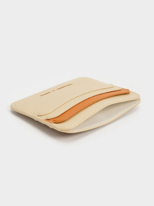 Two-Tone Rounded Card Holder, Beige, hi-res