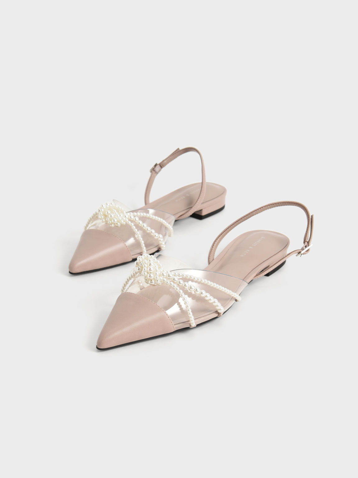 Bead-Embellished Slingback Ballerina Flats, Beige, hi-res